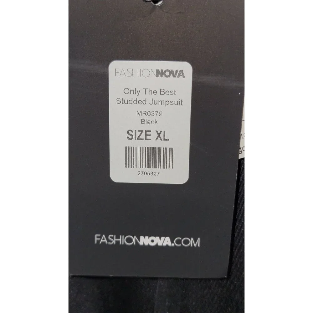 Black Fashion Nova Studded Cutout Long Sleeve Jumpsuit XL - Picture 3 of 4